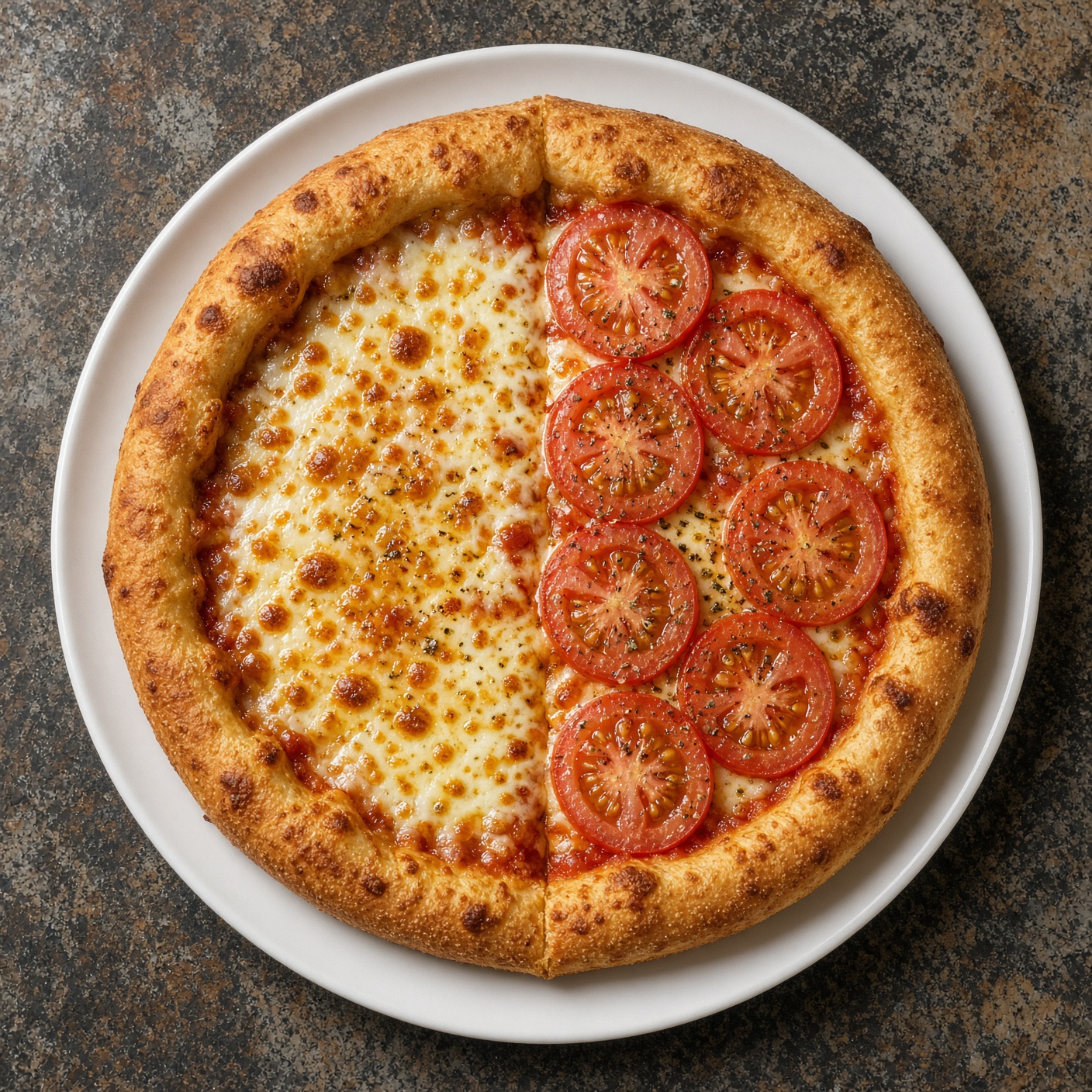 Pizza media muzzarella y napolitana